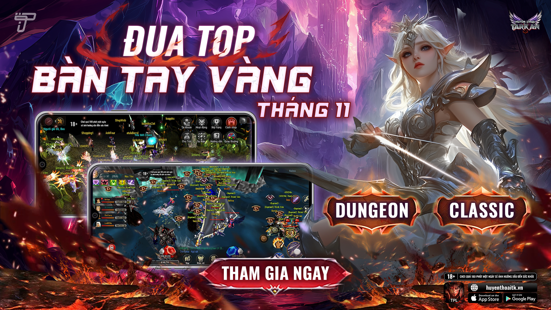 Đua TOP Bàn Tay Vàng Tháng 11 - Máy chủ Classic & Dungeon | Mu: Huyền Thoại Tarkan Mobile