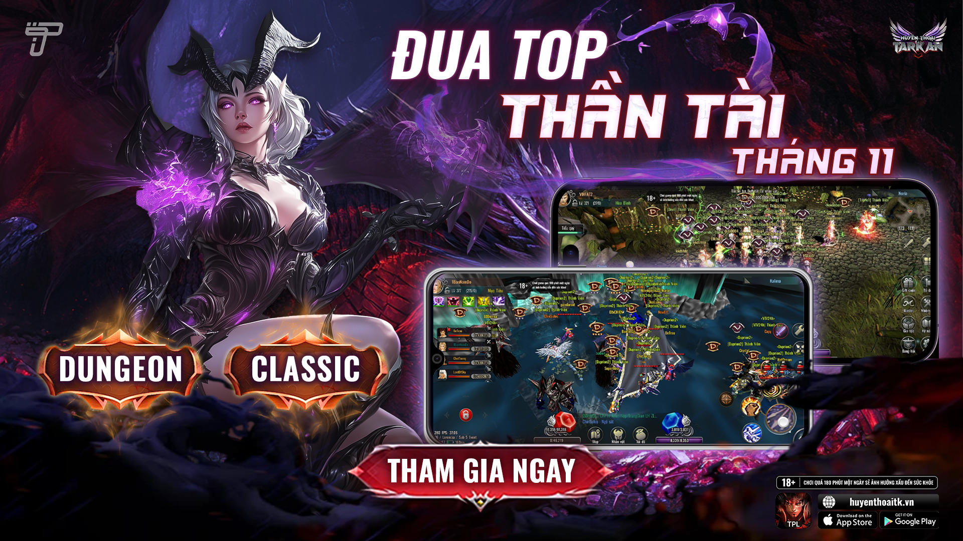 Đua TOP Thần Tài Tháng 11 - Máy chủ Classic & Dungeon | Mu: Huyền Thoại Tarkan Mobile